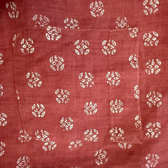 Peter Millar Red Short Sleeve Linen Shirt - Size M - Picture 6 of 9